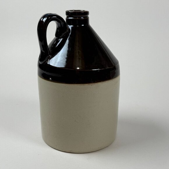 Vintage Stoneware Whiskey Jug 9" Brown Tan Rustic Farmhouse Decor Moonshine Croc - Picture 5 of 7